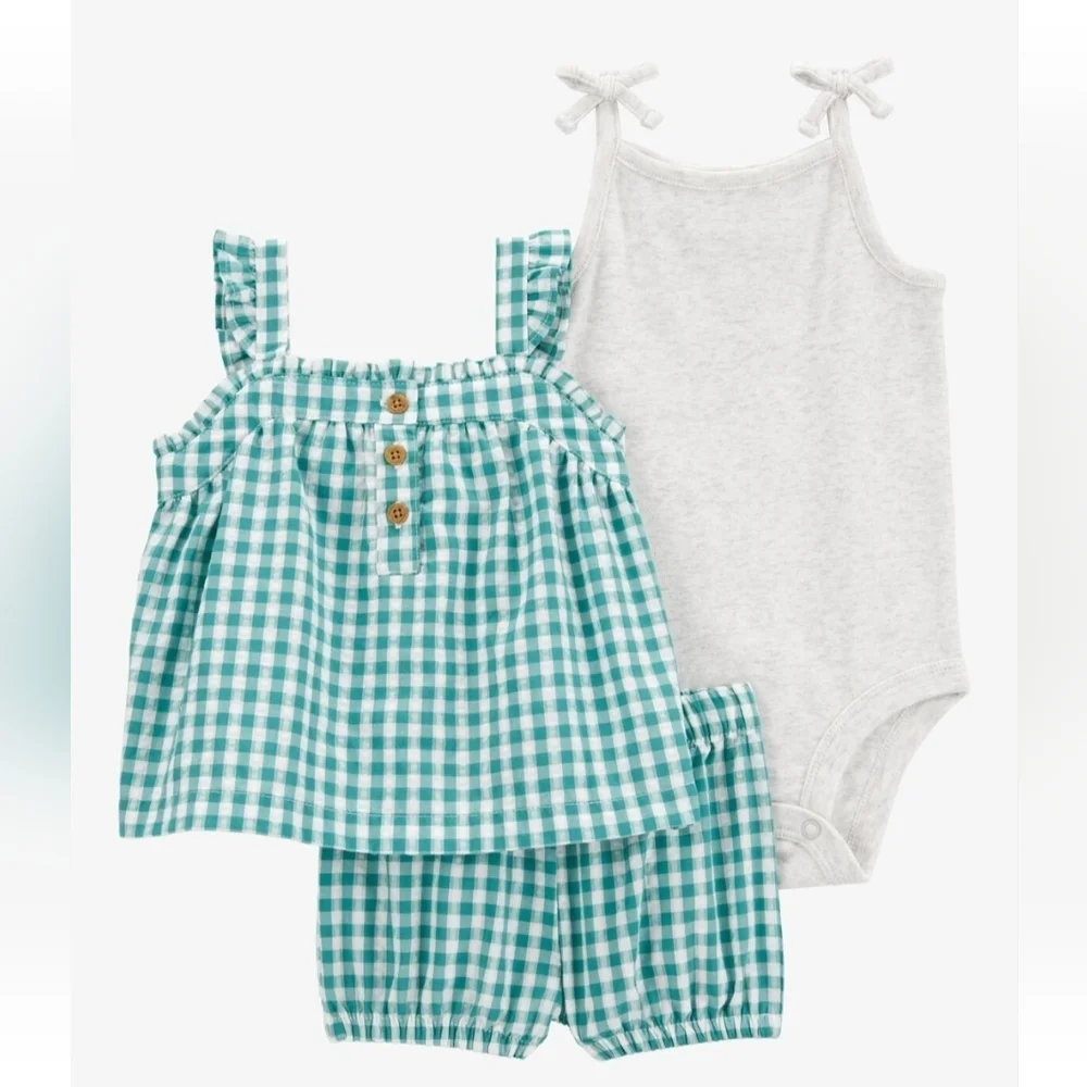 Carter's Turquoise Gingham Baby Dress & Bodysuit